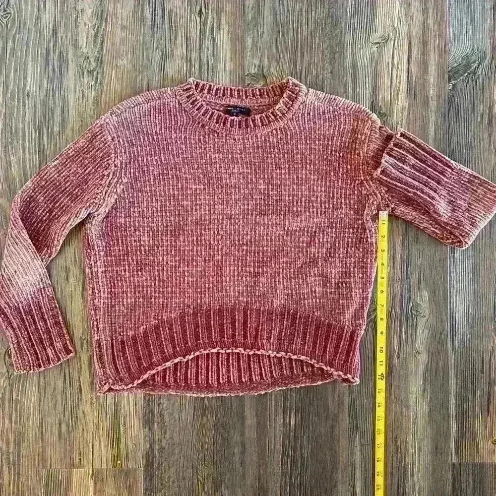 Romeo + Juliet Couture Sweater Women's Med Rose Pink Chenille Knit Scalloped Hem - Picture 5 of 11